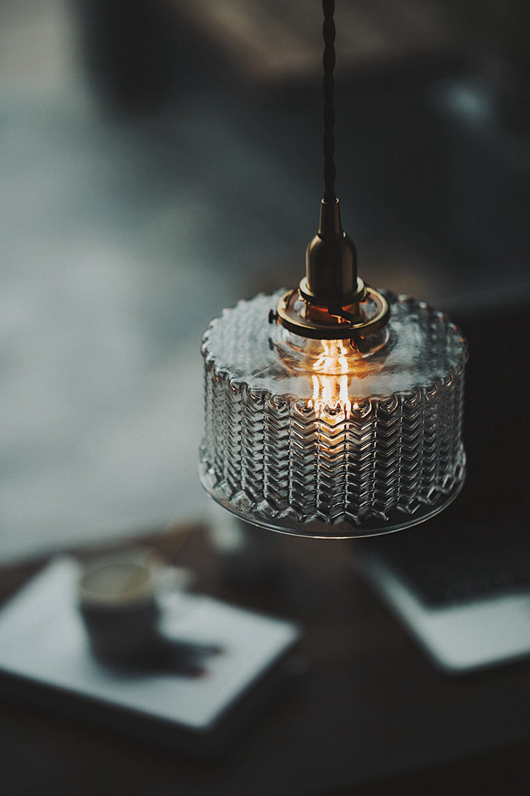 Japanese Retro Brass Glass Chandelier