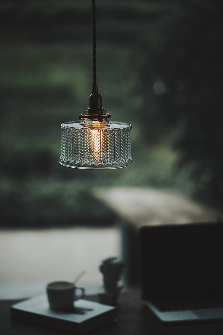 Japanese Retro Brass Glass Chandelier