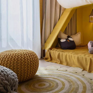Handmade Knitted Round Stool Ottoman  / Pouf