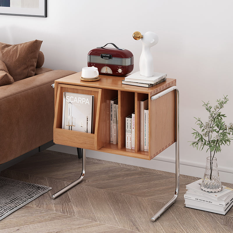 Solid Wood Book Rack with Sliding Panel – D Capsule