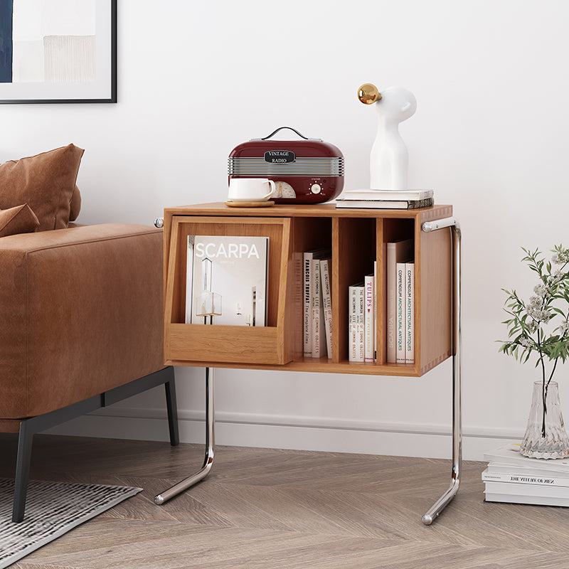 Solid Wood Book Rack with Sliding Panel – D Capsule