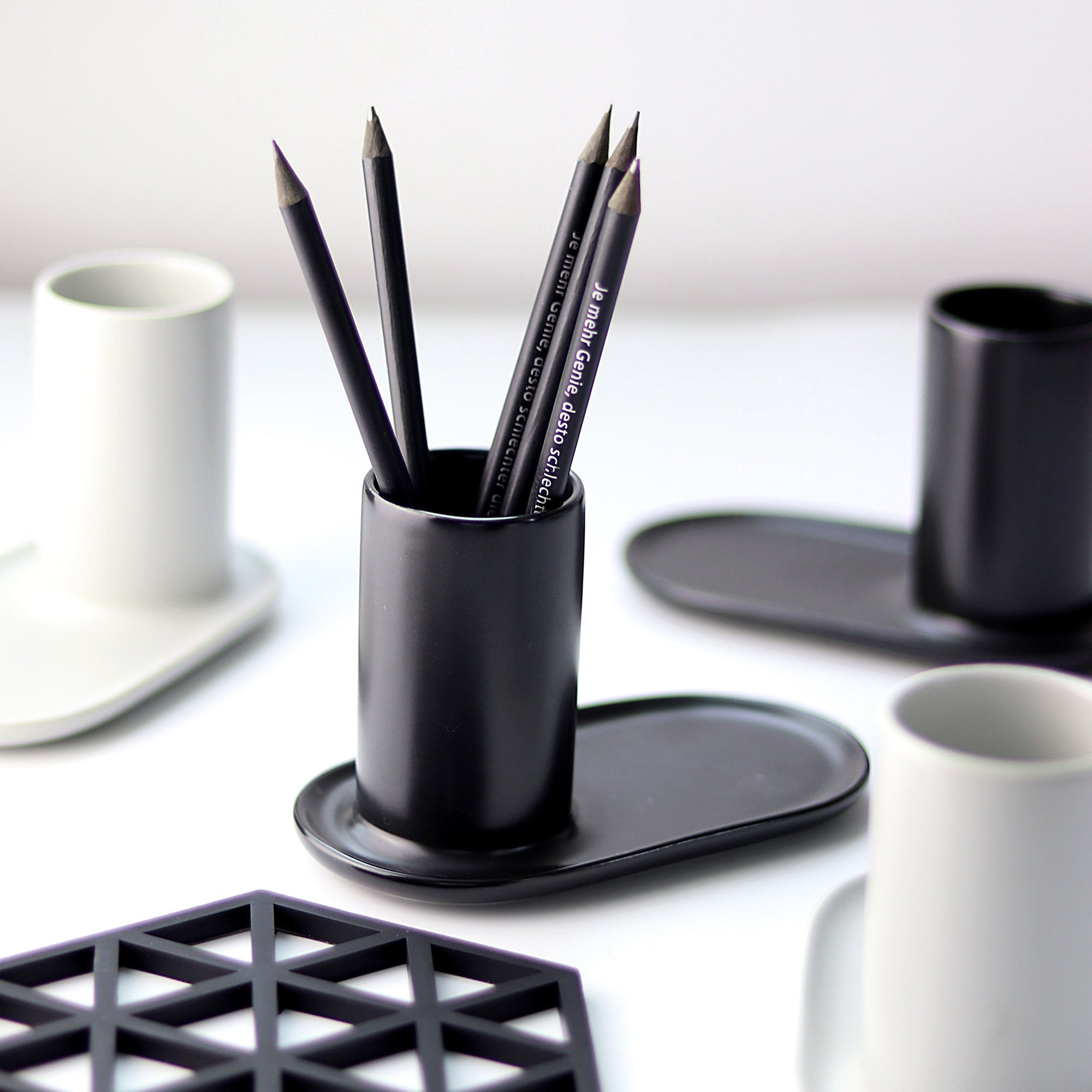 Black Ceramic Pencil Holder