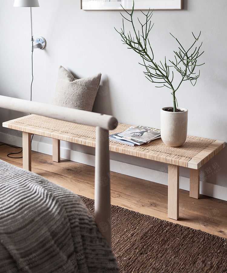 Handmade Plant Rattan Bench
