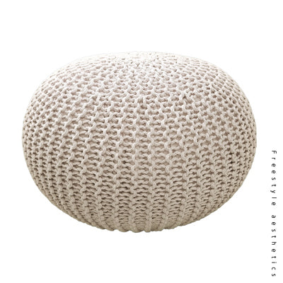 Handmade Knitted Round Stool Ottoman  / Pouf