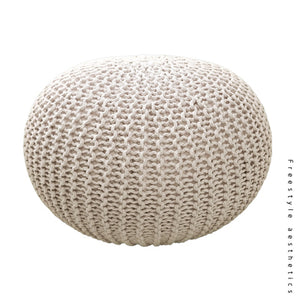 Handmade Knitted Round Stool Ottoman  / Pouf